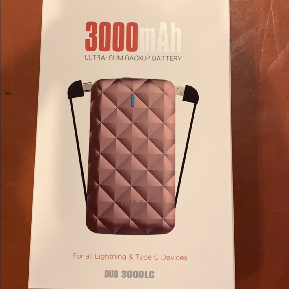 Rose gold ultra slim backup battery